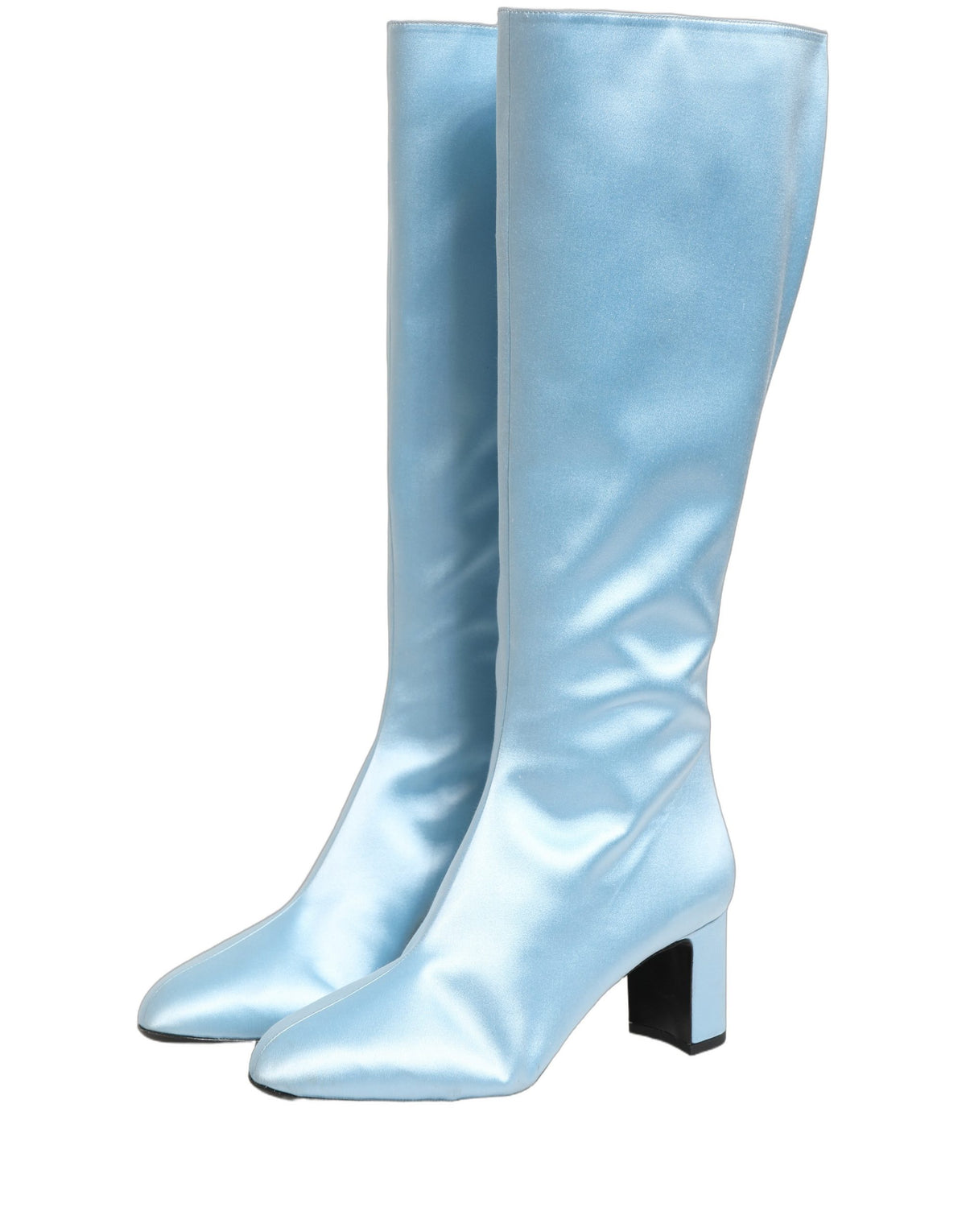 Light Blue Satin Knee High Boots Shoes