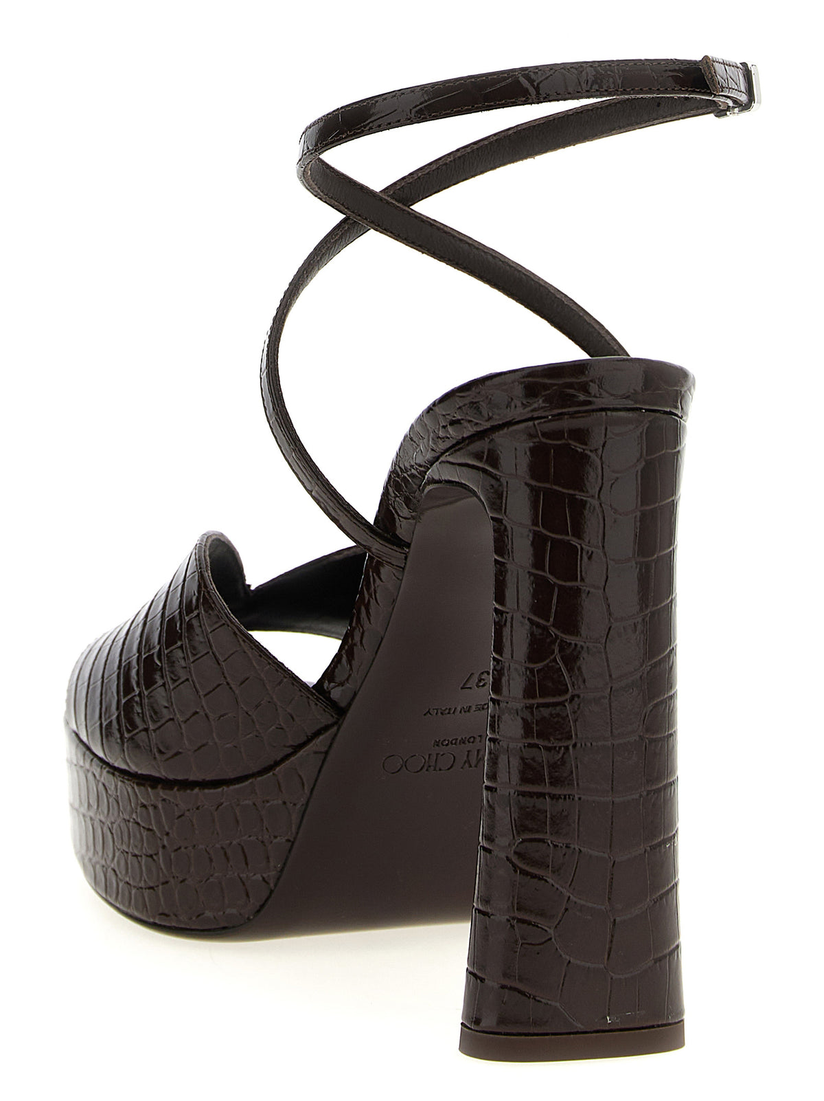 Brown Leather Stiletto Heel Sandals