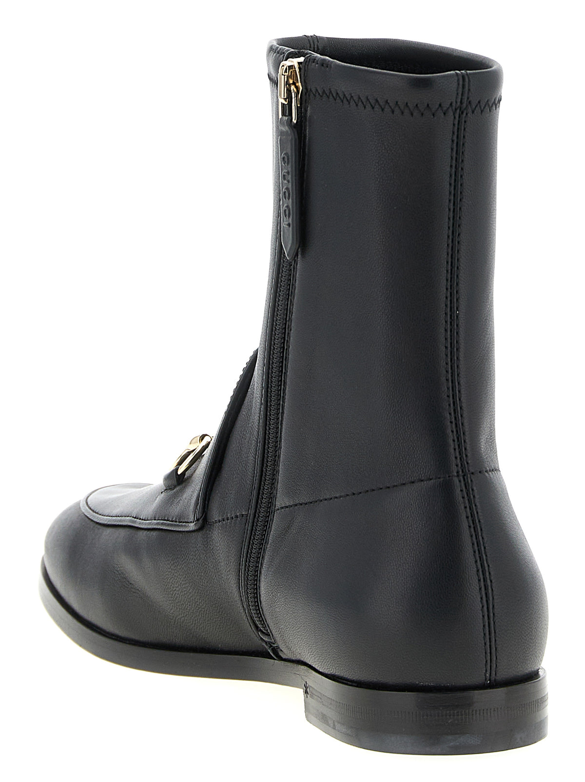 Black Lamb Leather Ankle Boots