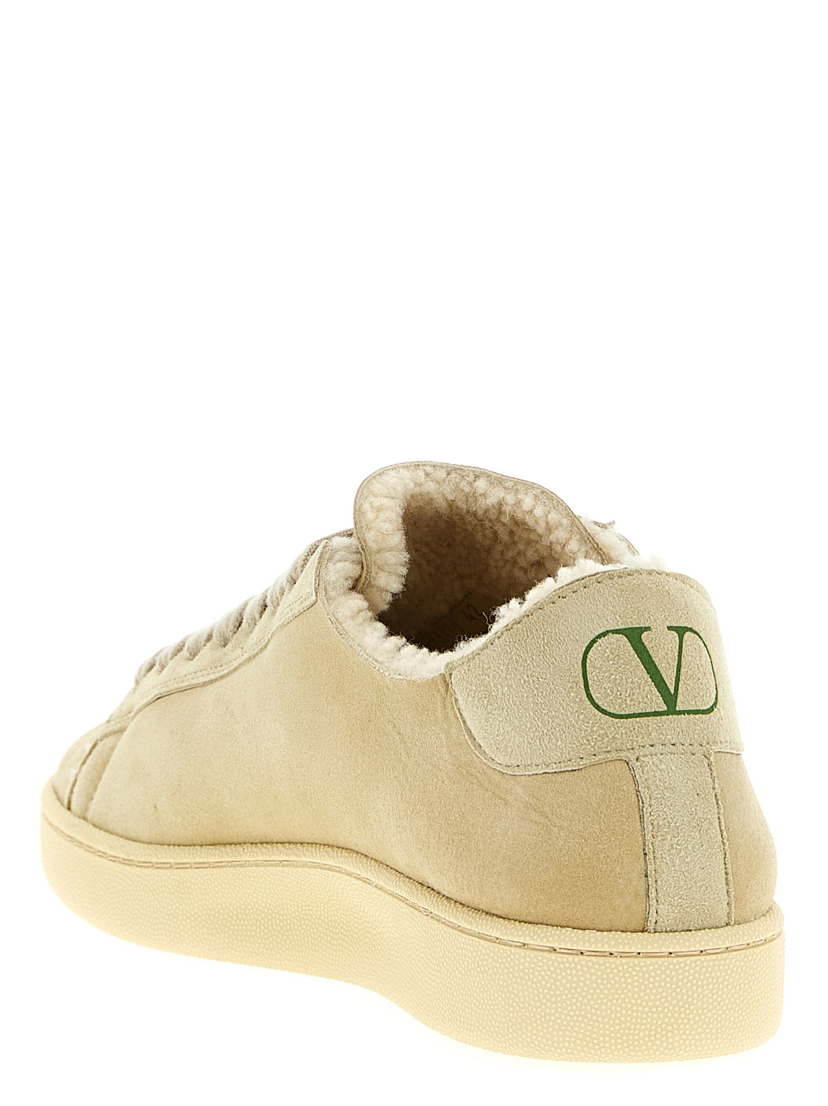 Beige Goatskin Low Top Sneakers