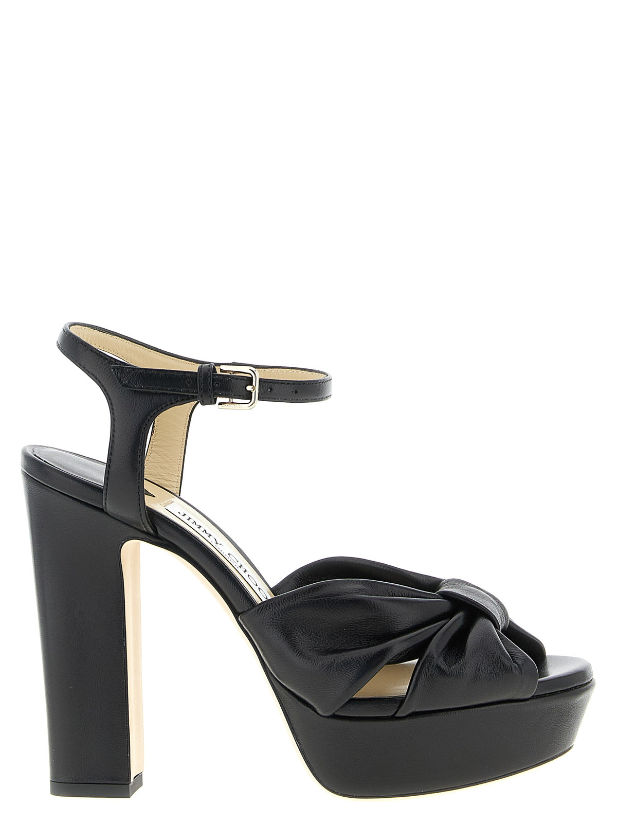 Black Leather Stiletto Heel Sandals