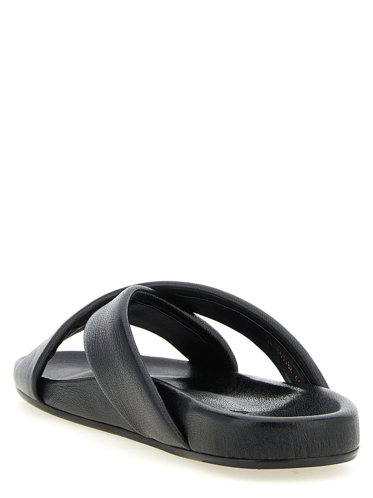 Black Lamb Leather Slides