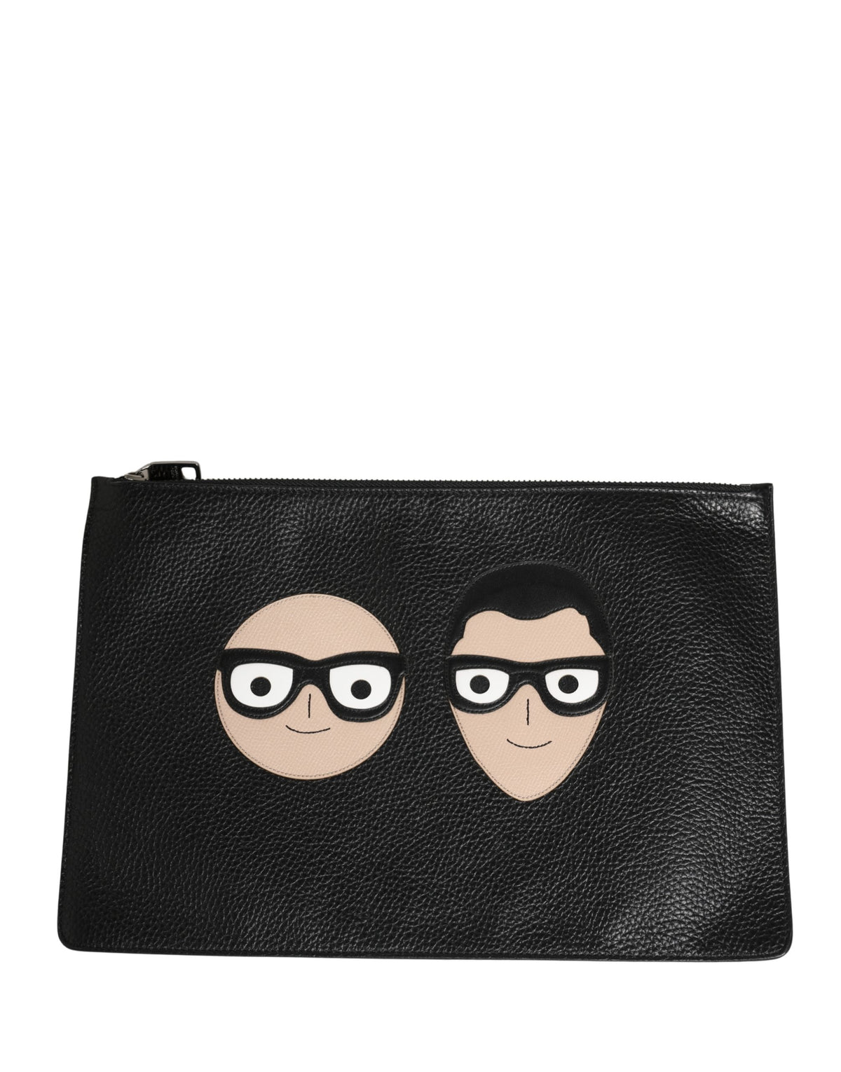 Black #DGFamily Embellished Leather Clutch Borse Bag