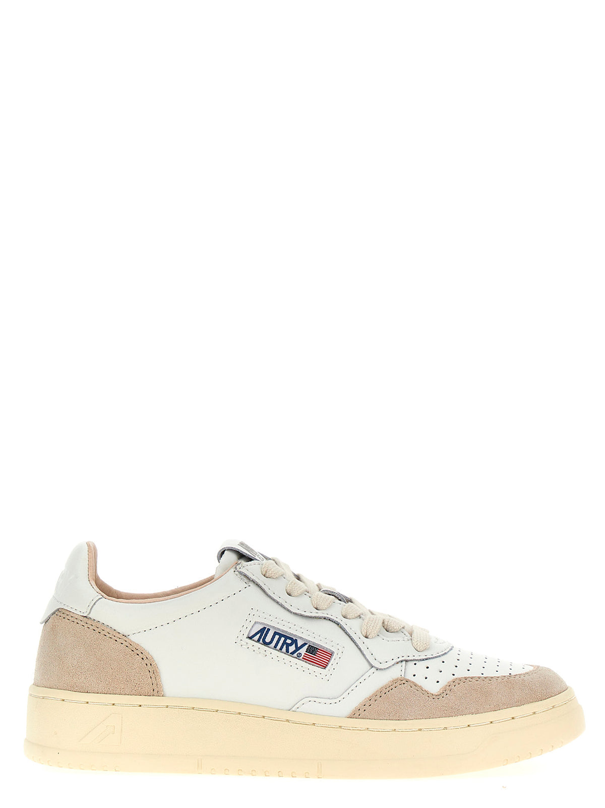 Beige Cowhide Low Top Sneakers