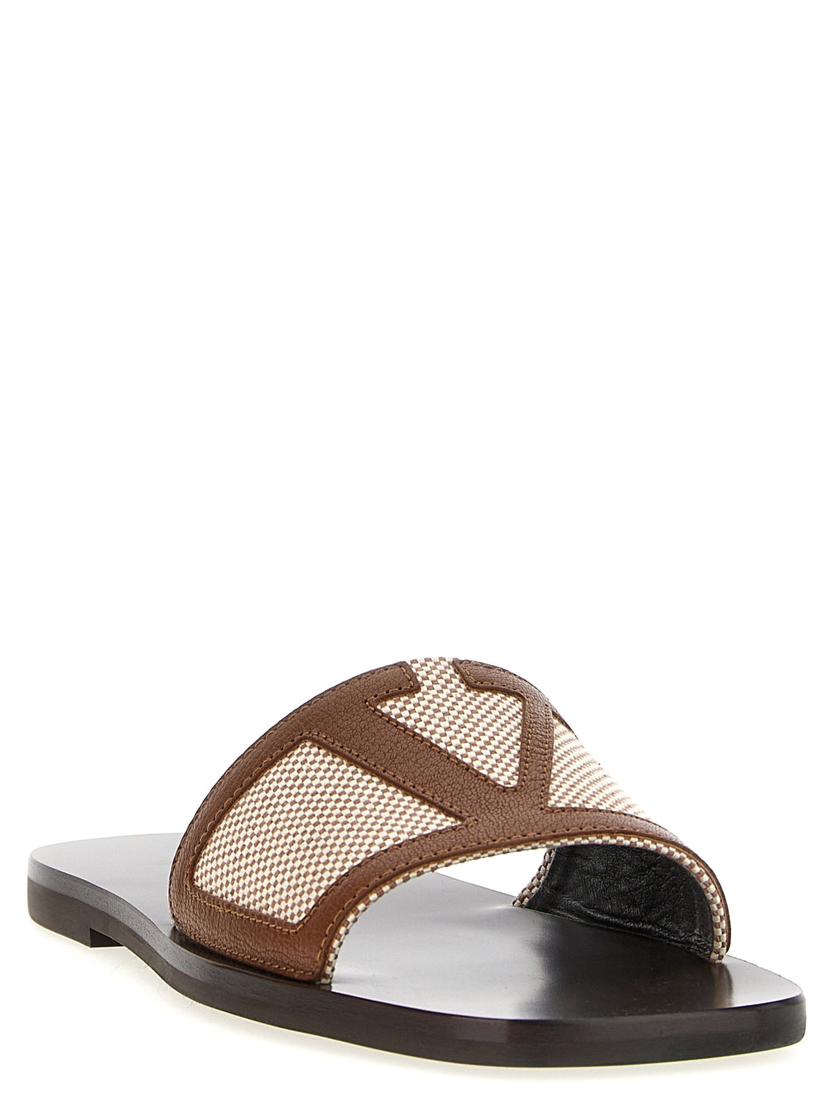 Brown Cotton Slides