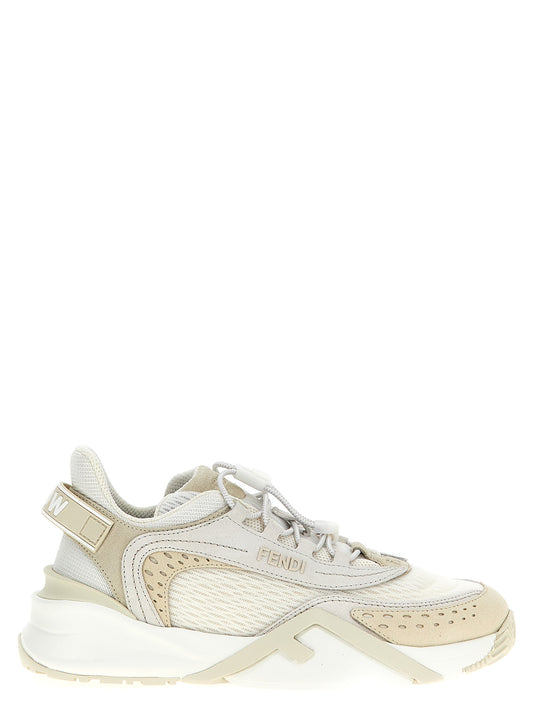 White Polyester Athletic Sneakers