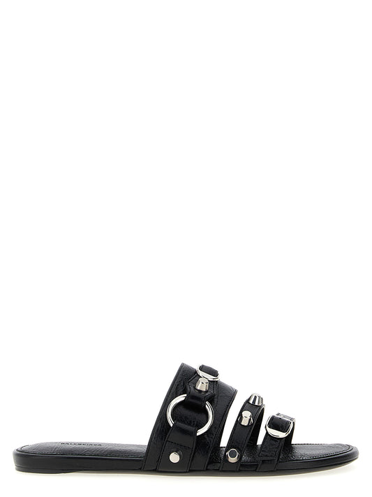 Black Lamb Leather Slides