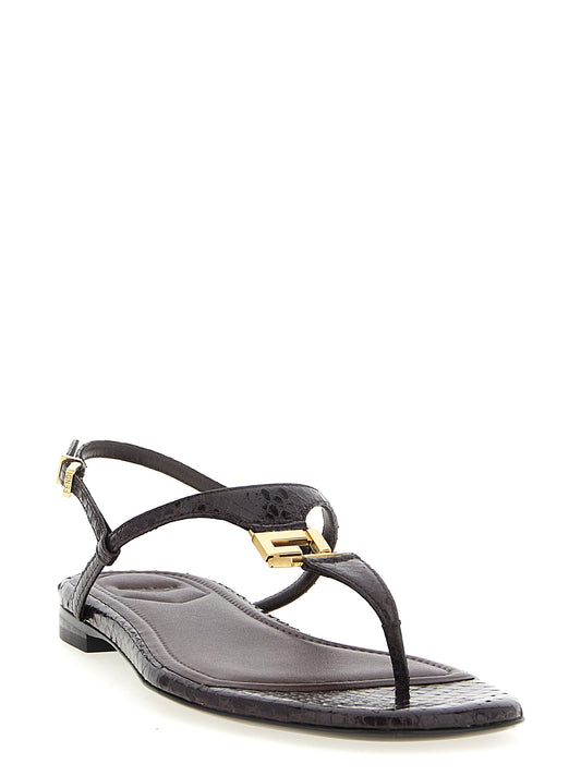 Purple Elastane Flat Sandals
