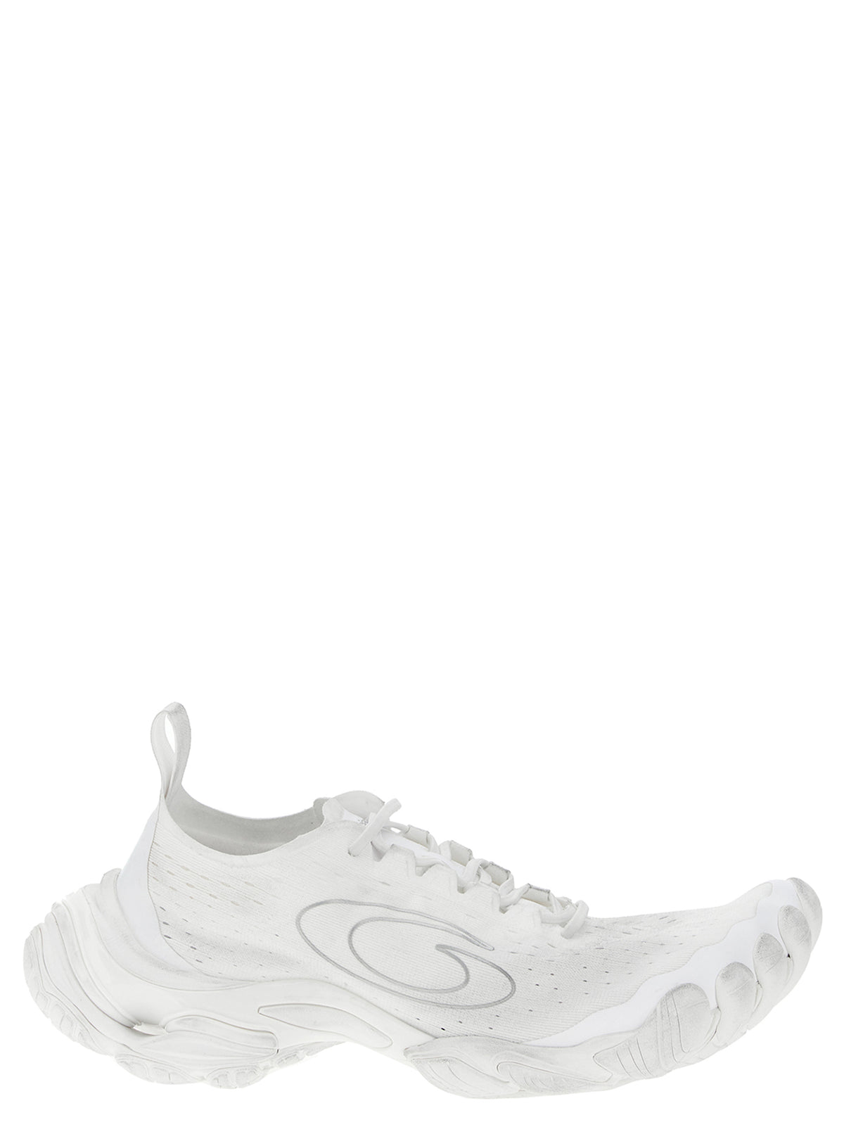 White Polyester Athletic Sneakers
