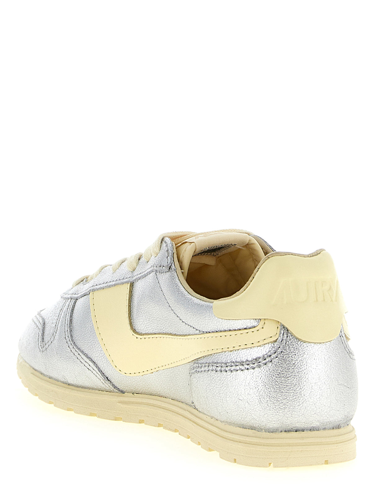 Silver Cowhide Low Top Sneakers