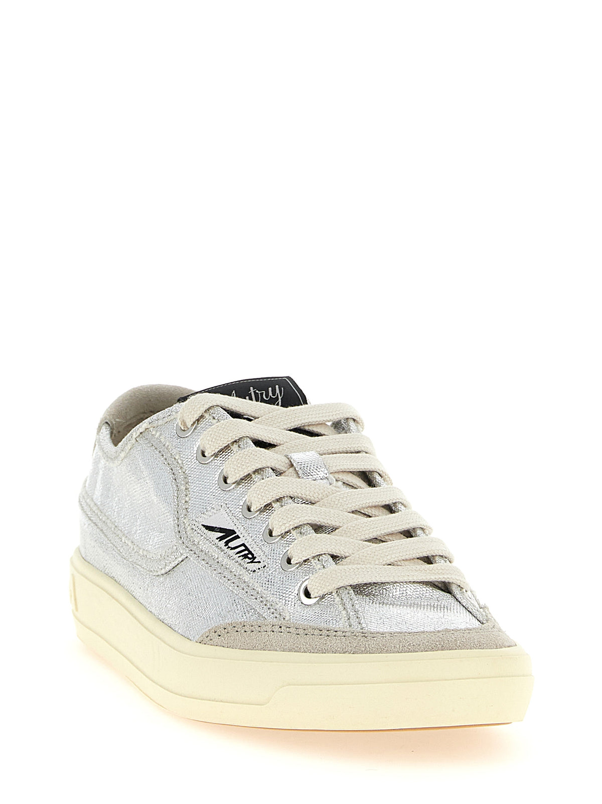Silver Canvas Low Top Sneakers