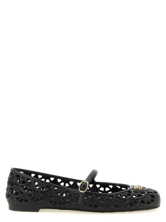 Black Polyvinyl Ballet Flats