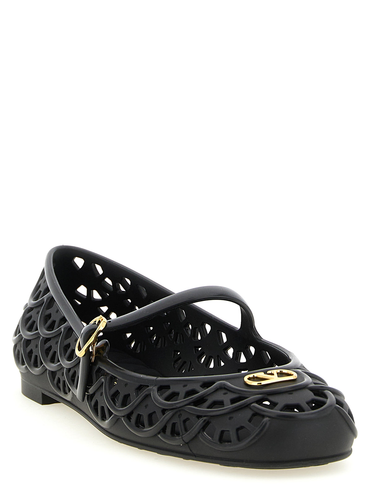 Black Polyvinyl Ballet Flats