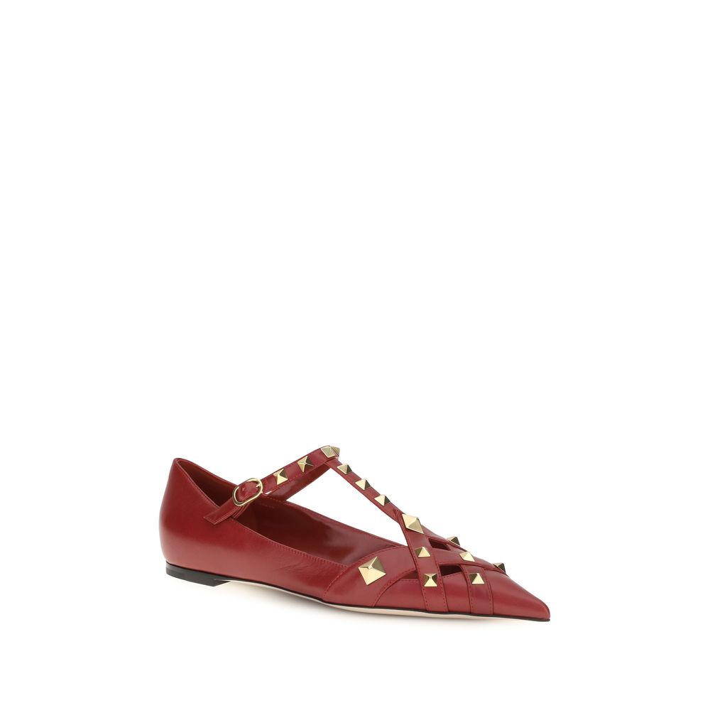 Red Goatskin Ballet Flats