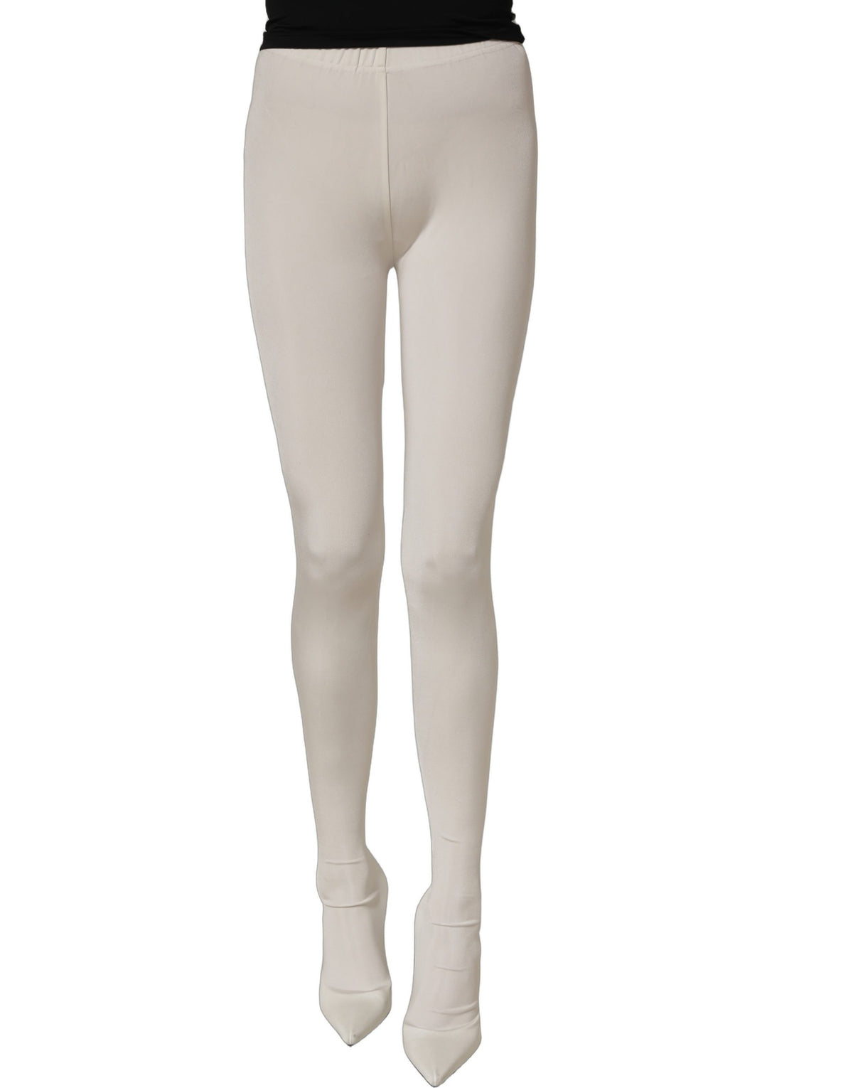 White High Heels Pumps Jersey Tights Shoes