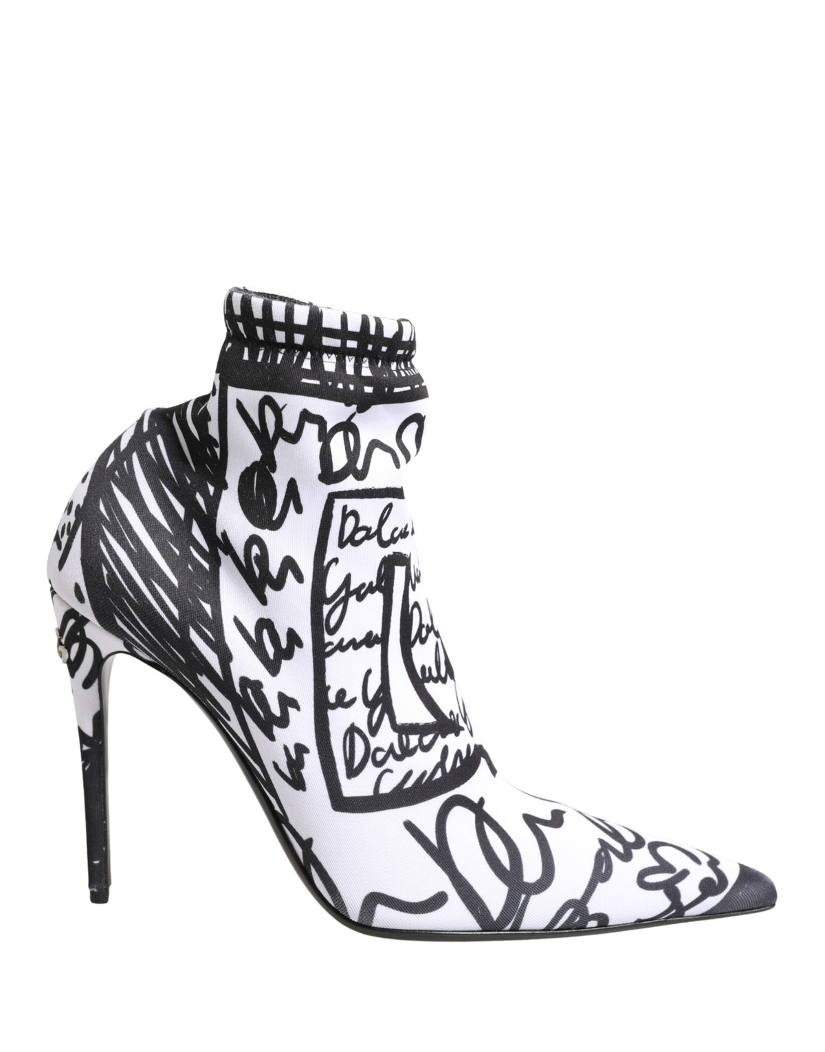 White Graffiti Stretch Ankle Boots Shoes