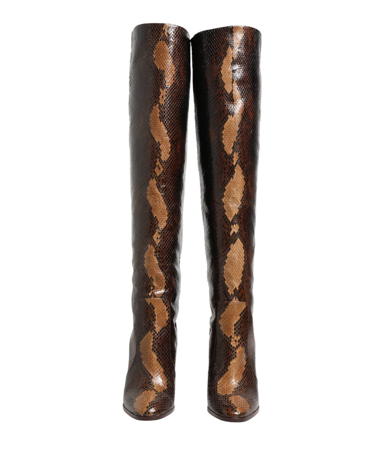 Brown Exotic Leather Knee High Boots Shoes