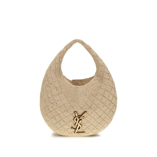 Beigenvärinen raffia-olkalaukku
