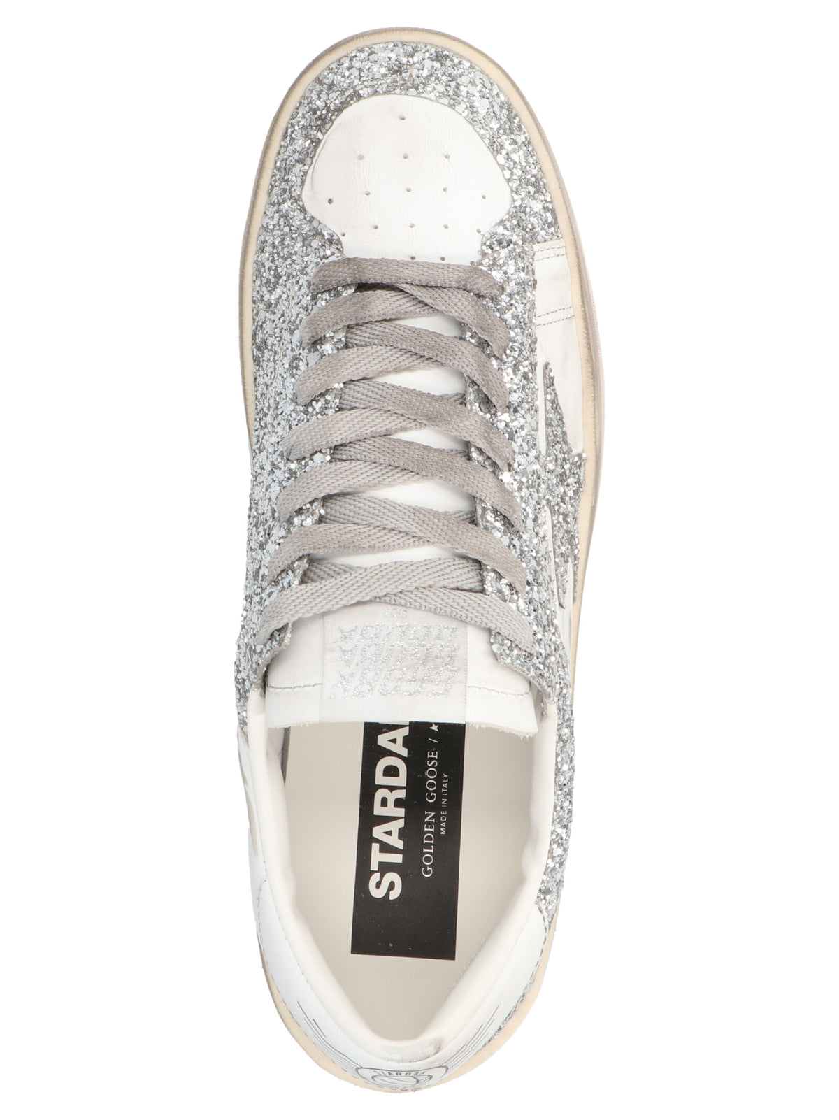 Silver Polyester Low Top Sneakers