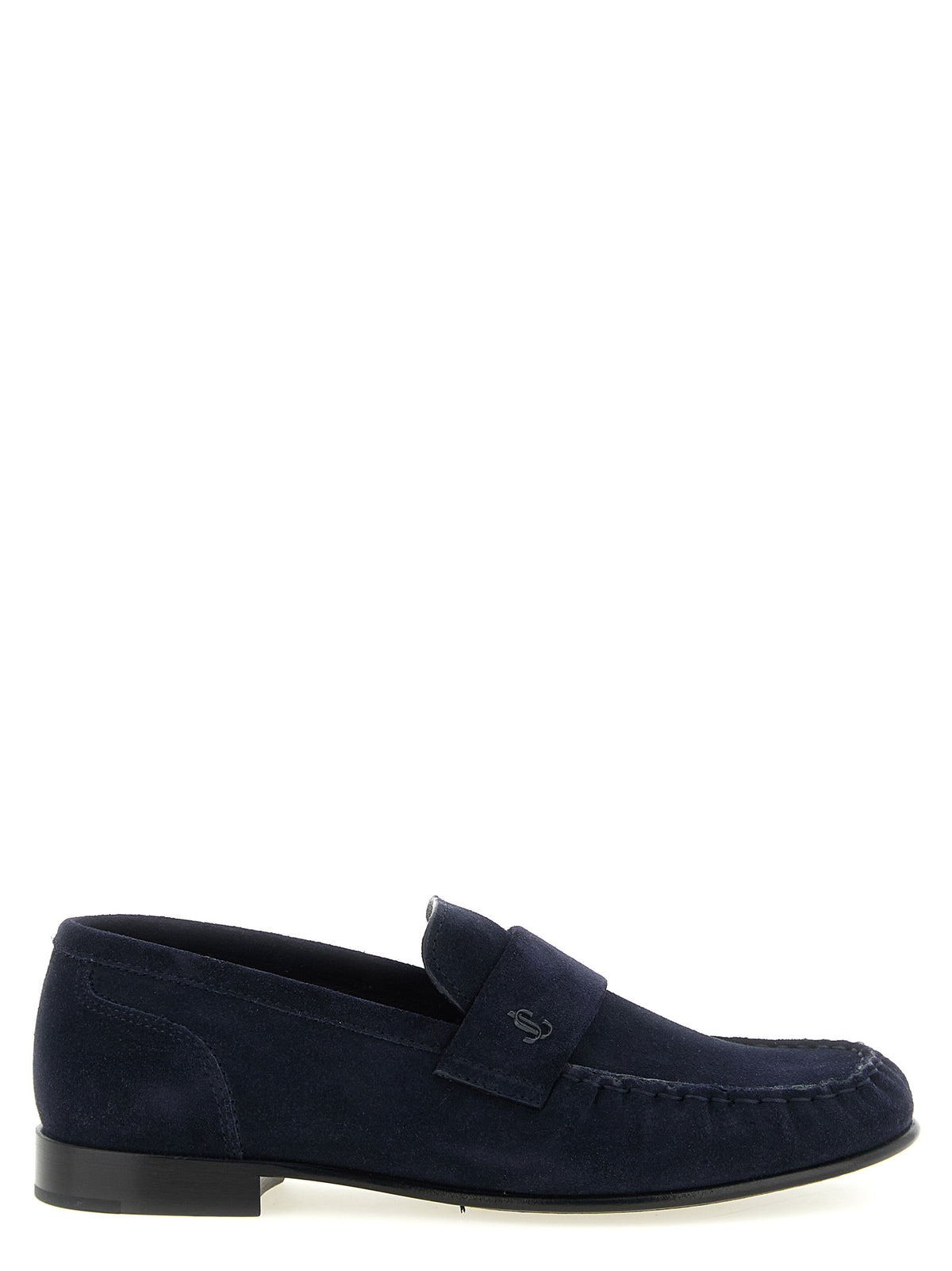 Blue Leather Slip-On Loafers