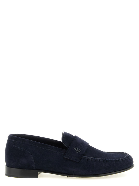 Siniset nahkaiset slip-on-loaferit