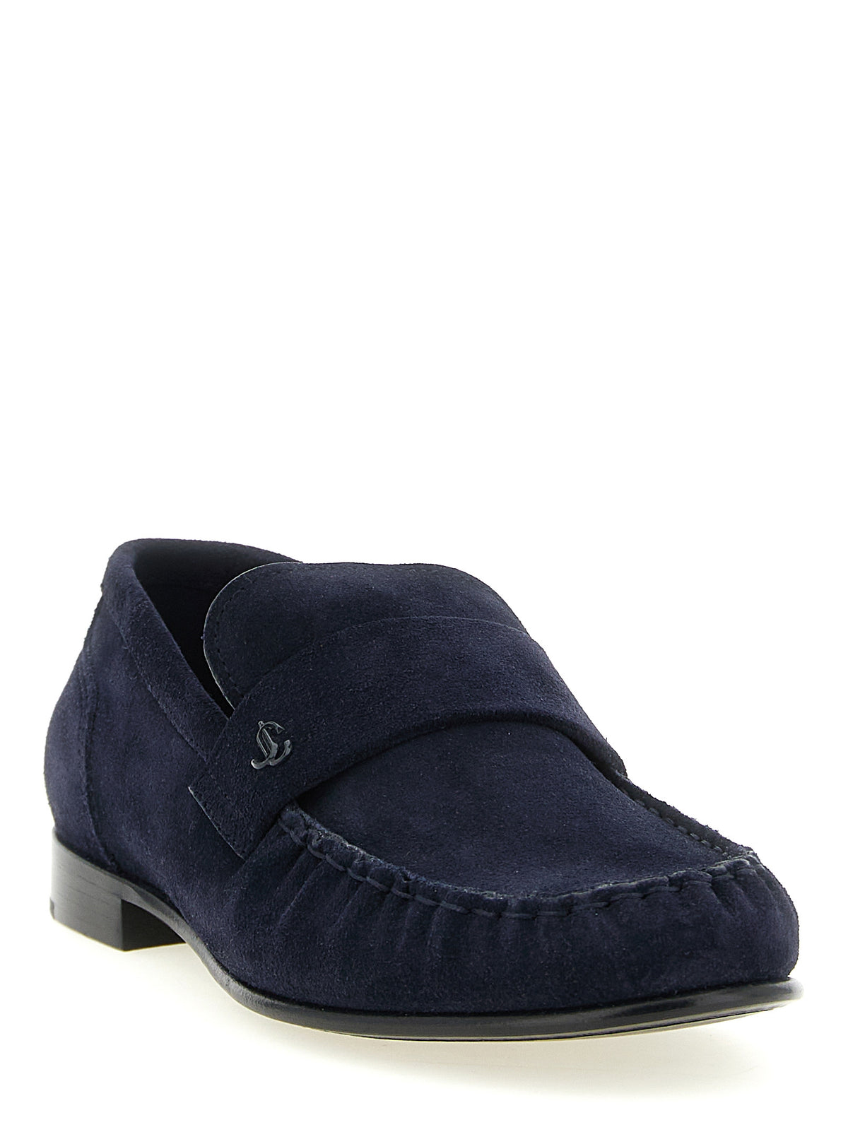 Blue Leather Slip-On Loafers