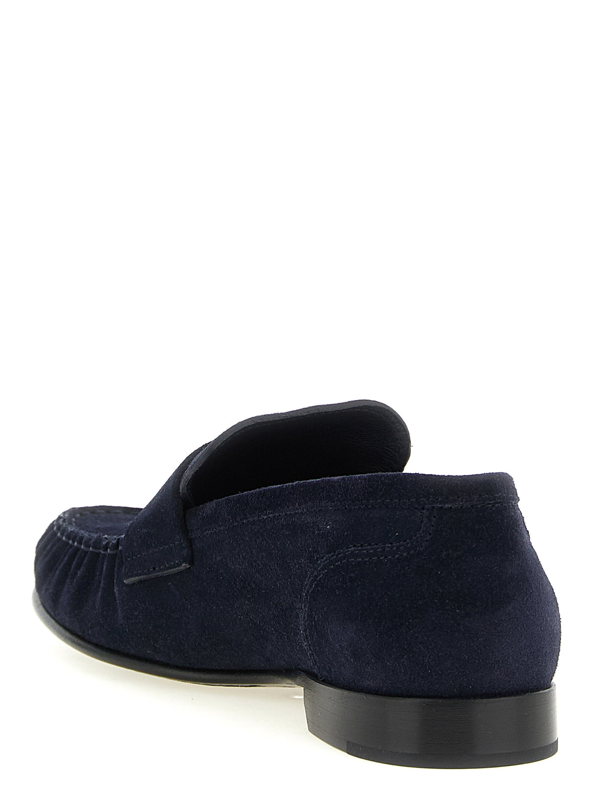 Blue Leather Slip-On Loafers