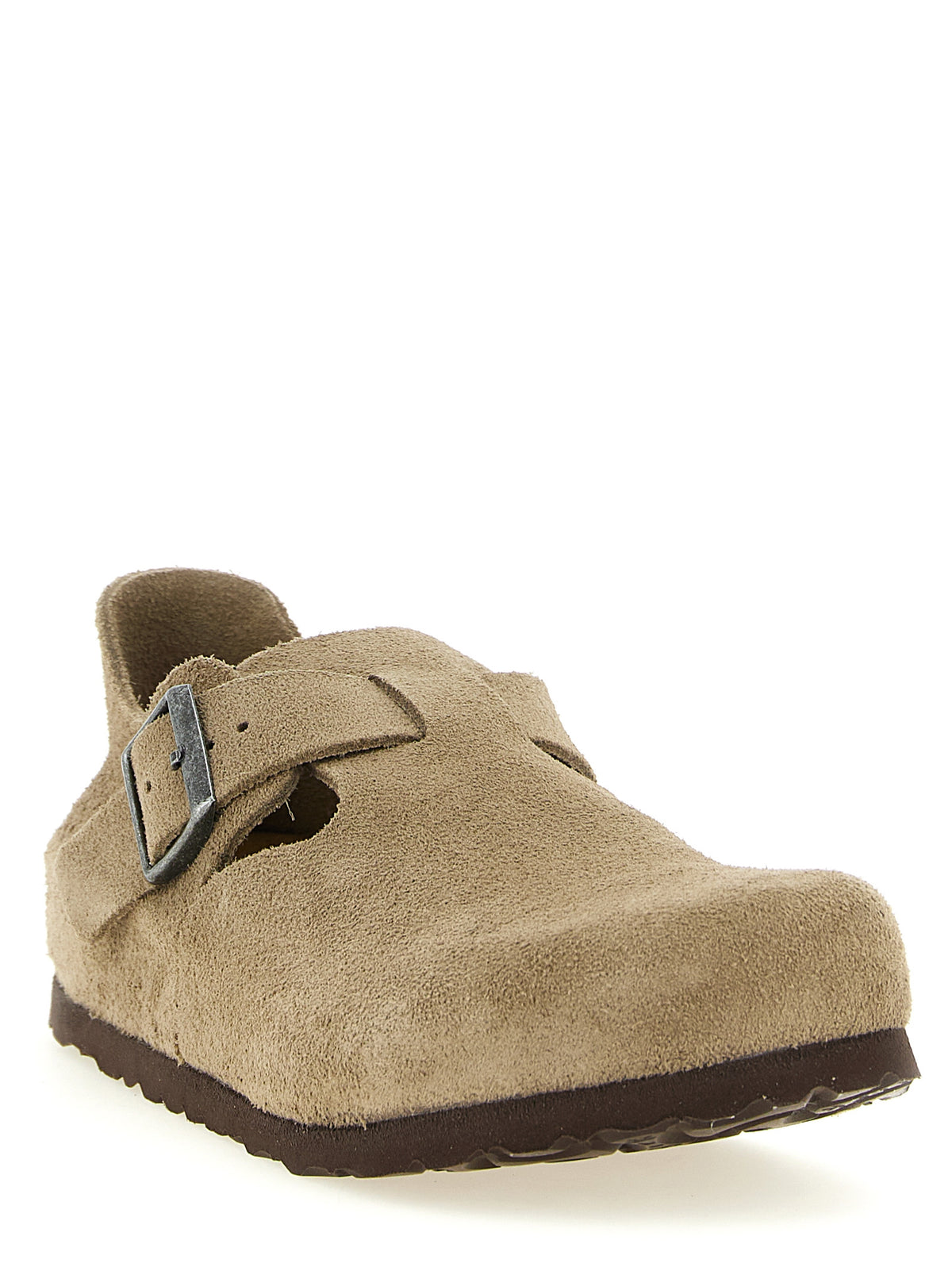 Beige Suede Leather Clogs
