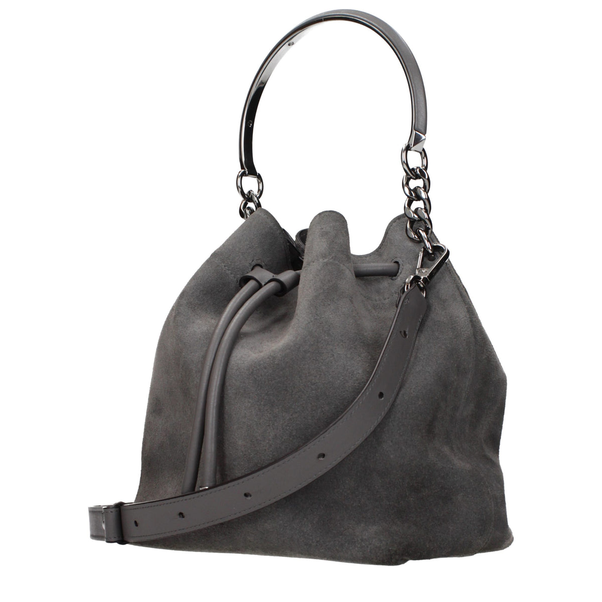 Gray Leather Handbag