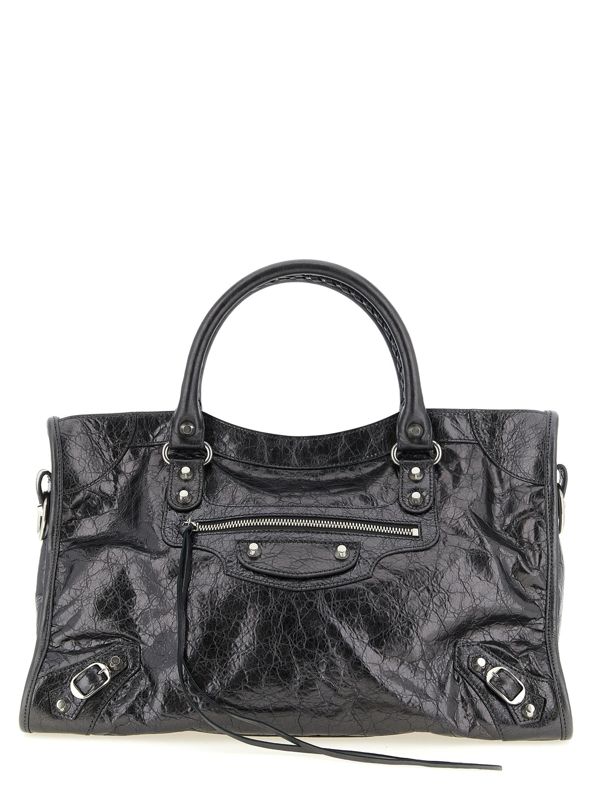 Silver Lamb Leather Handbag