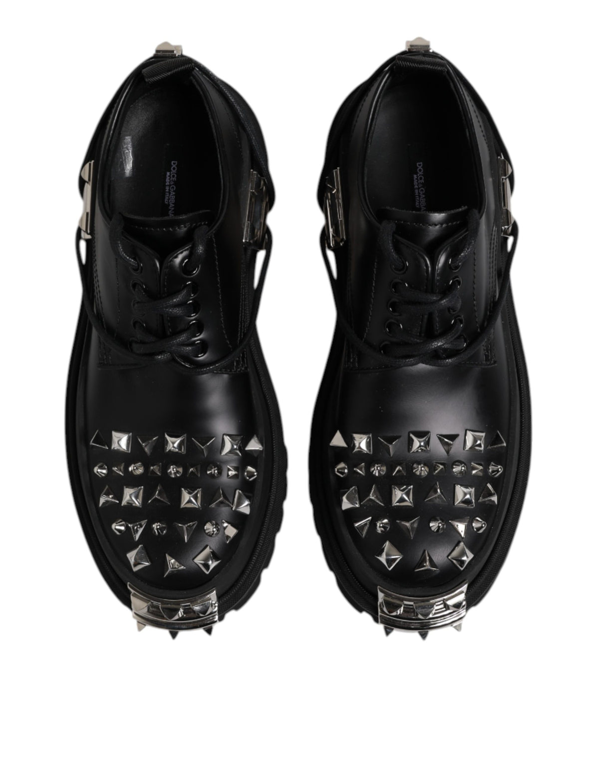 Black Studded Leather Hi-Trekking Derby Men Shoes