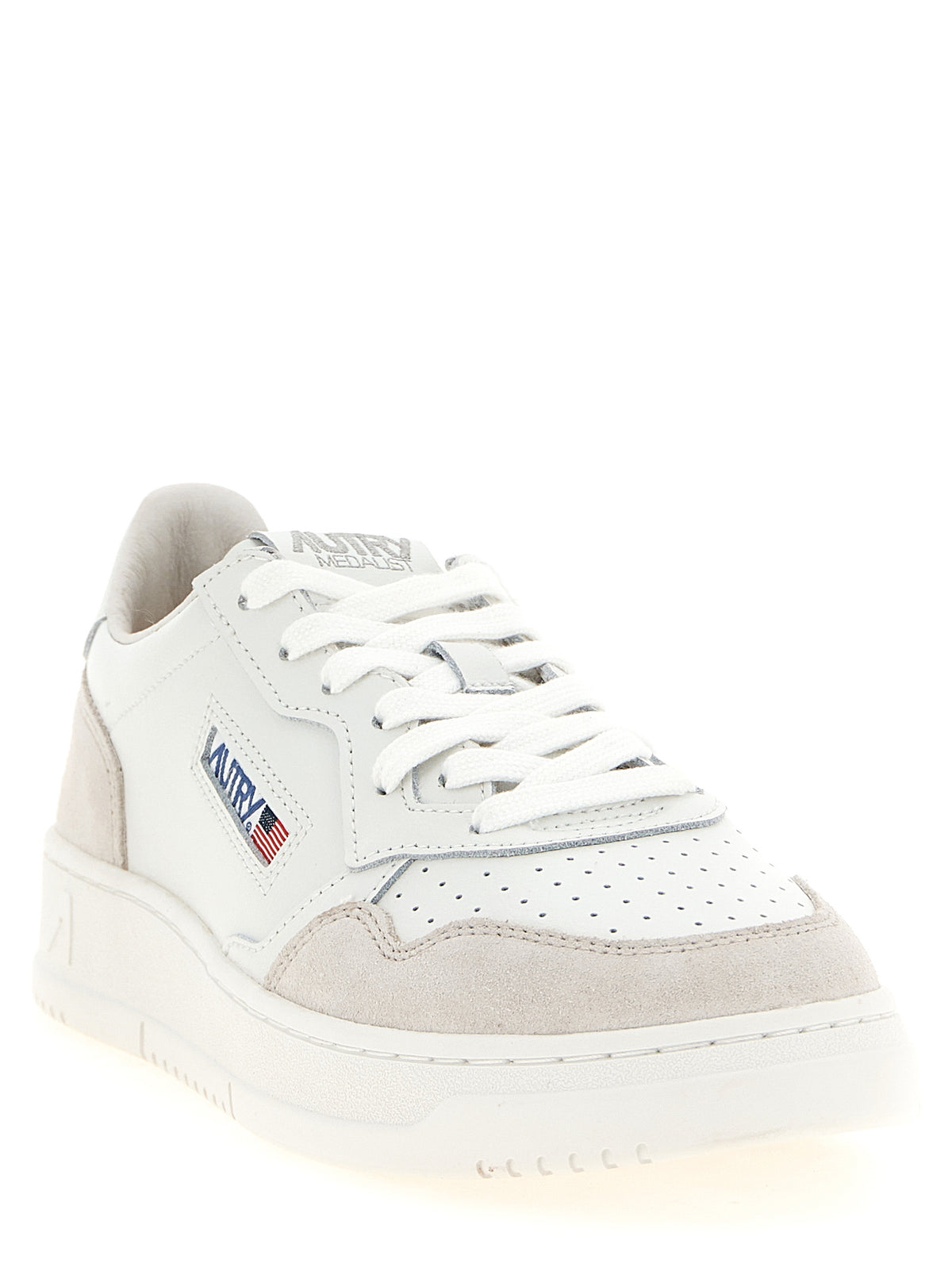 White Cowhide Low Top Sneakers