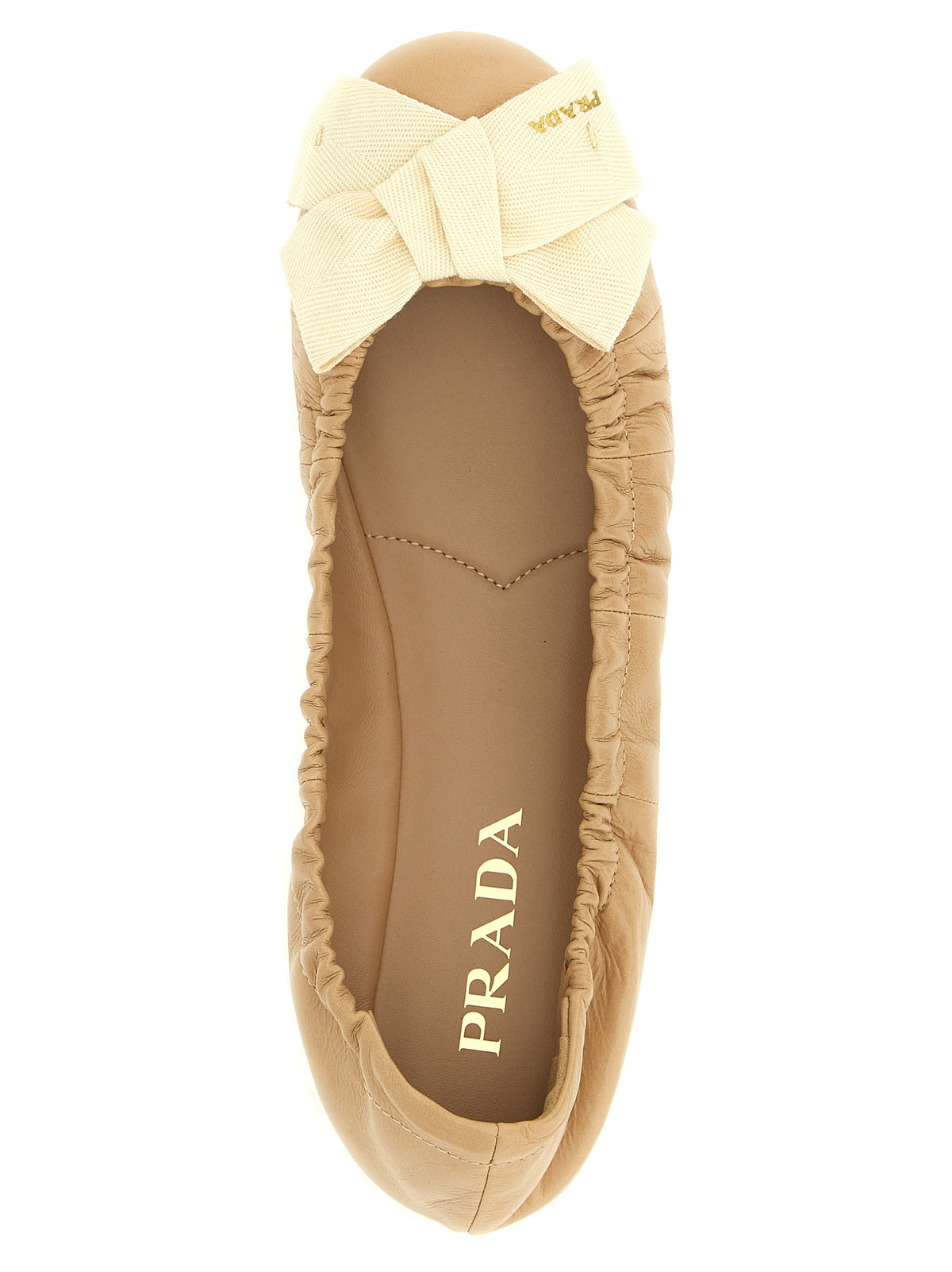 Beige Calfskin Ballet Flats