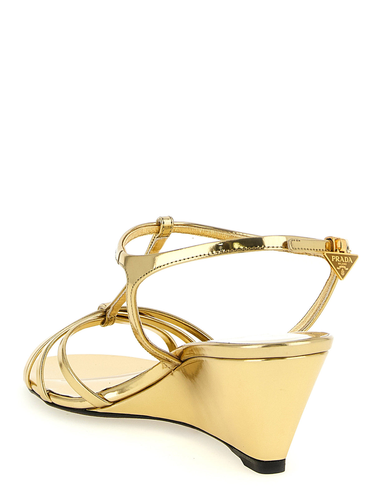 Gold Calfskin Wedge Sandals