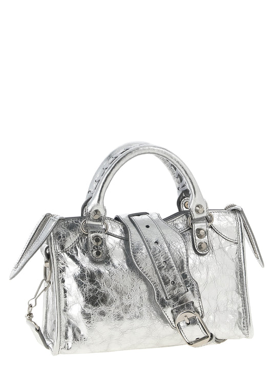 Silver Lamb Leather Handbag