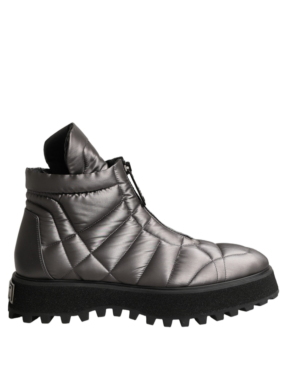 Silver Leather Quilted Men Ankle Boots Shoes