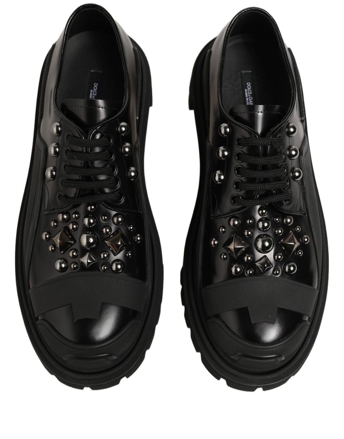 Black Calfskin Leather Trekking Derby Shoes