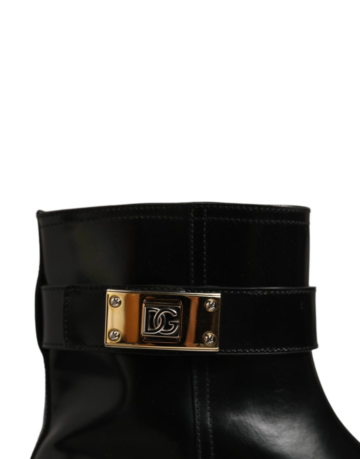 Black Leather Buckle Mid Calf Boots Shoes