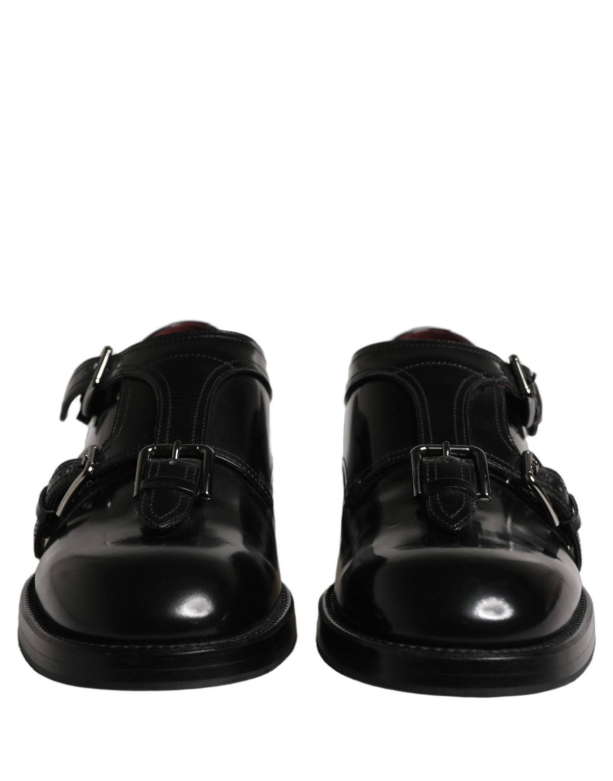 Black Leather Monk Strap Formal Dress Shoes