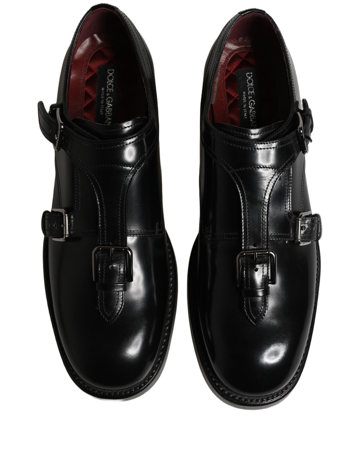 Black Leather Monk Strap Formal Dress Shoes