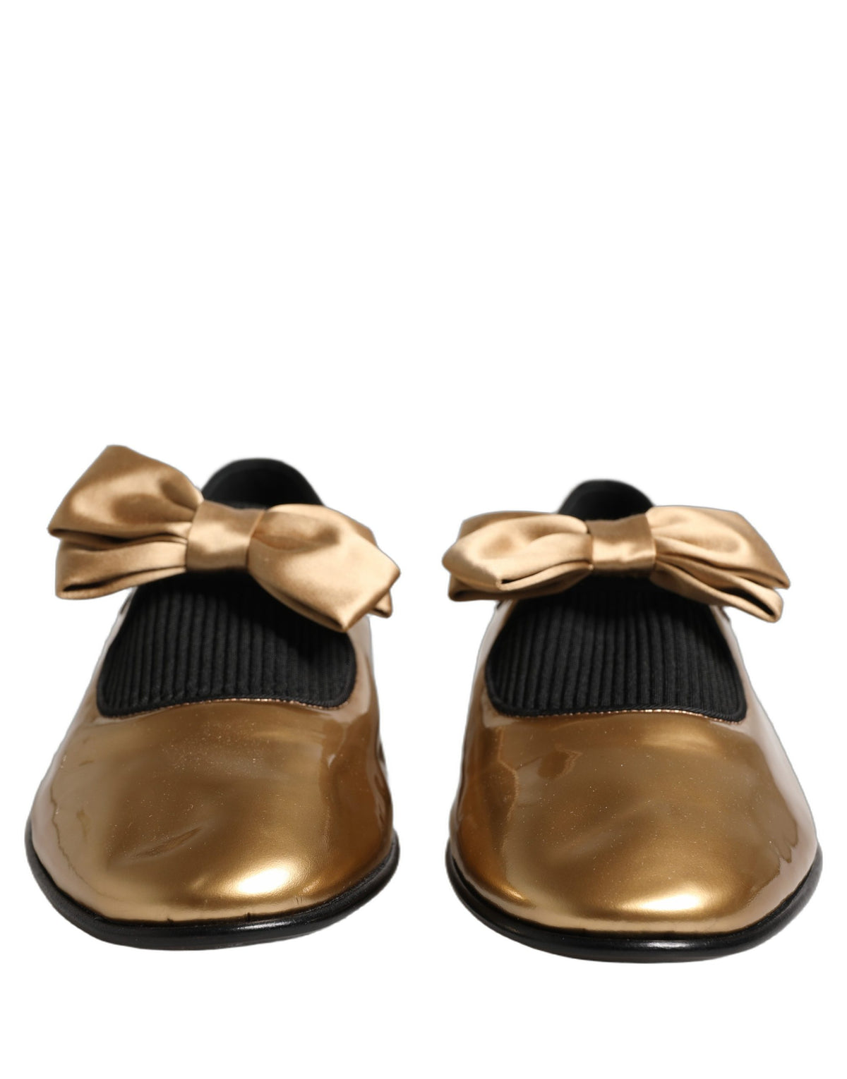 Metallic Gold Leather Flats Loafers Shoes