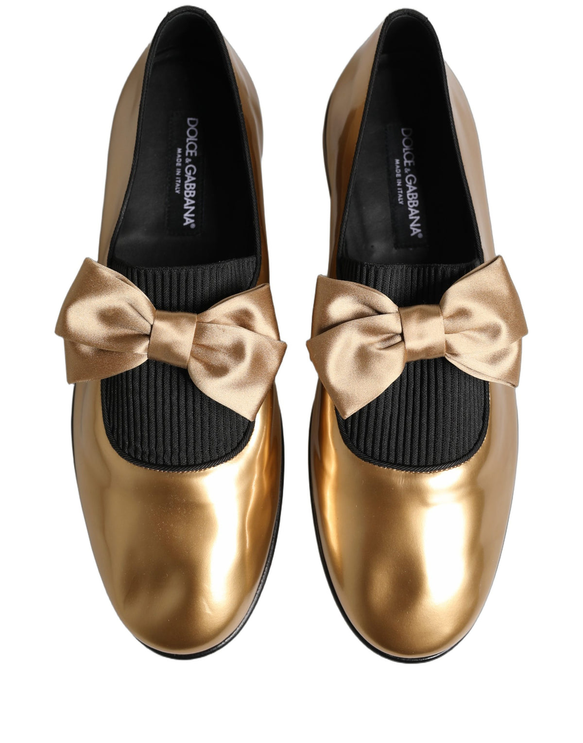 Metallic Gold Leather Flats Loafers Shoes