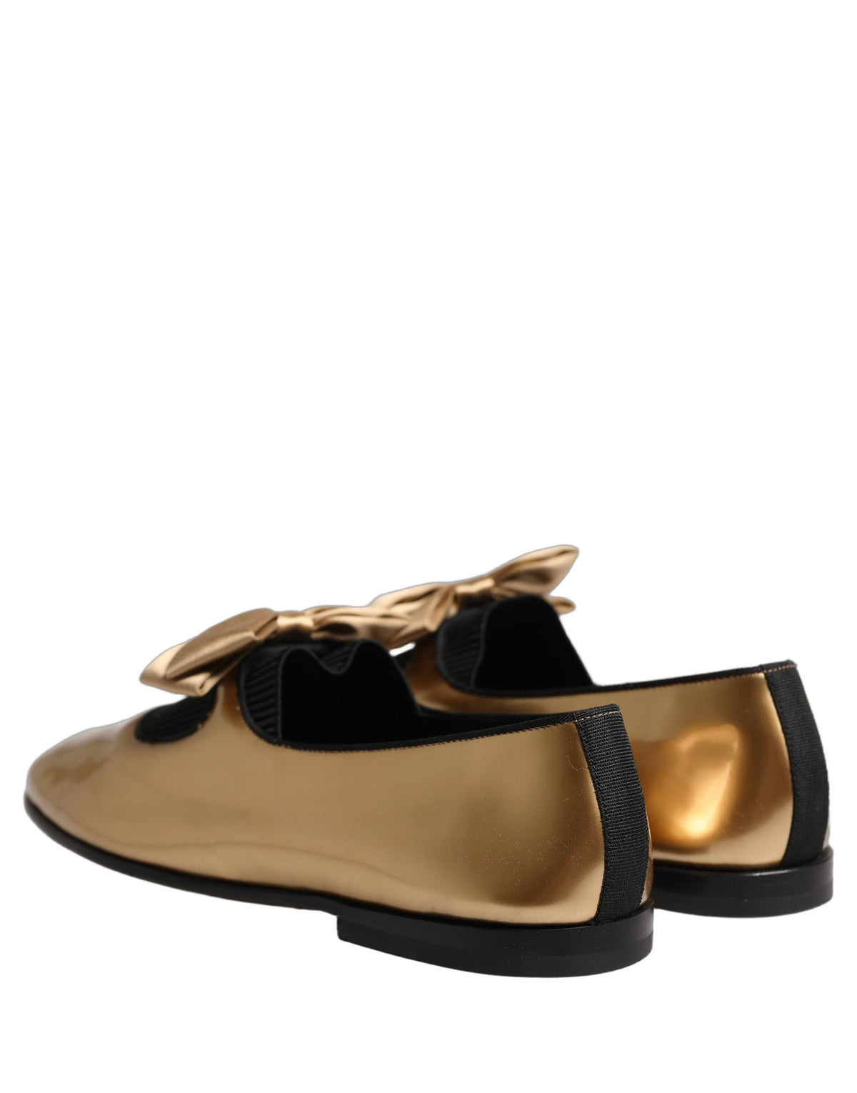 Metallic Gold Leather Flats Loafers Shoes