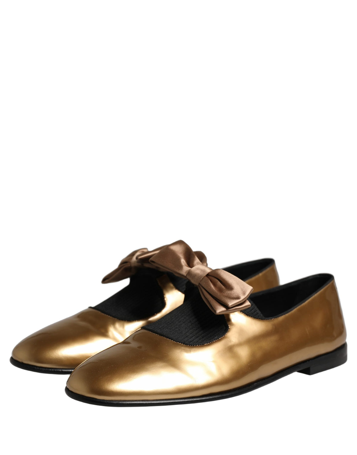 Metallic Gold Leather Flats Loafers Shoes