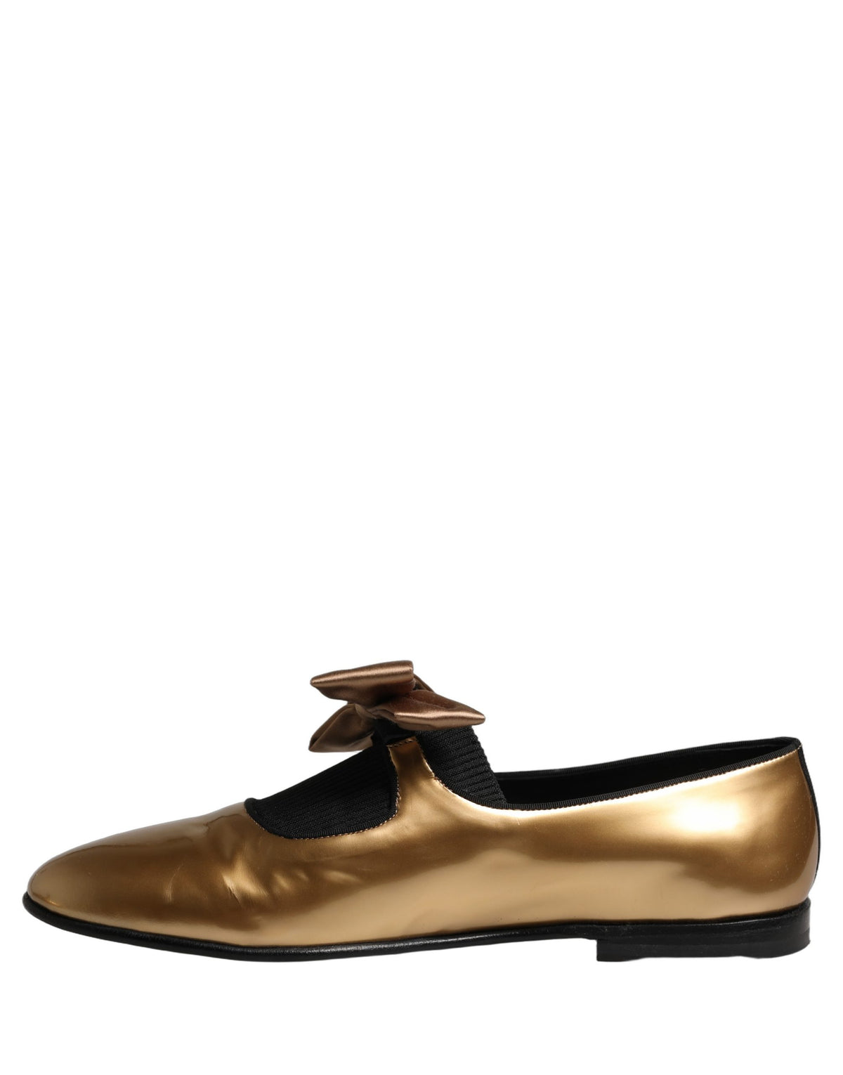 Metallic Gold Leather Flats Loafers Shoes