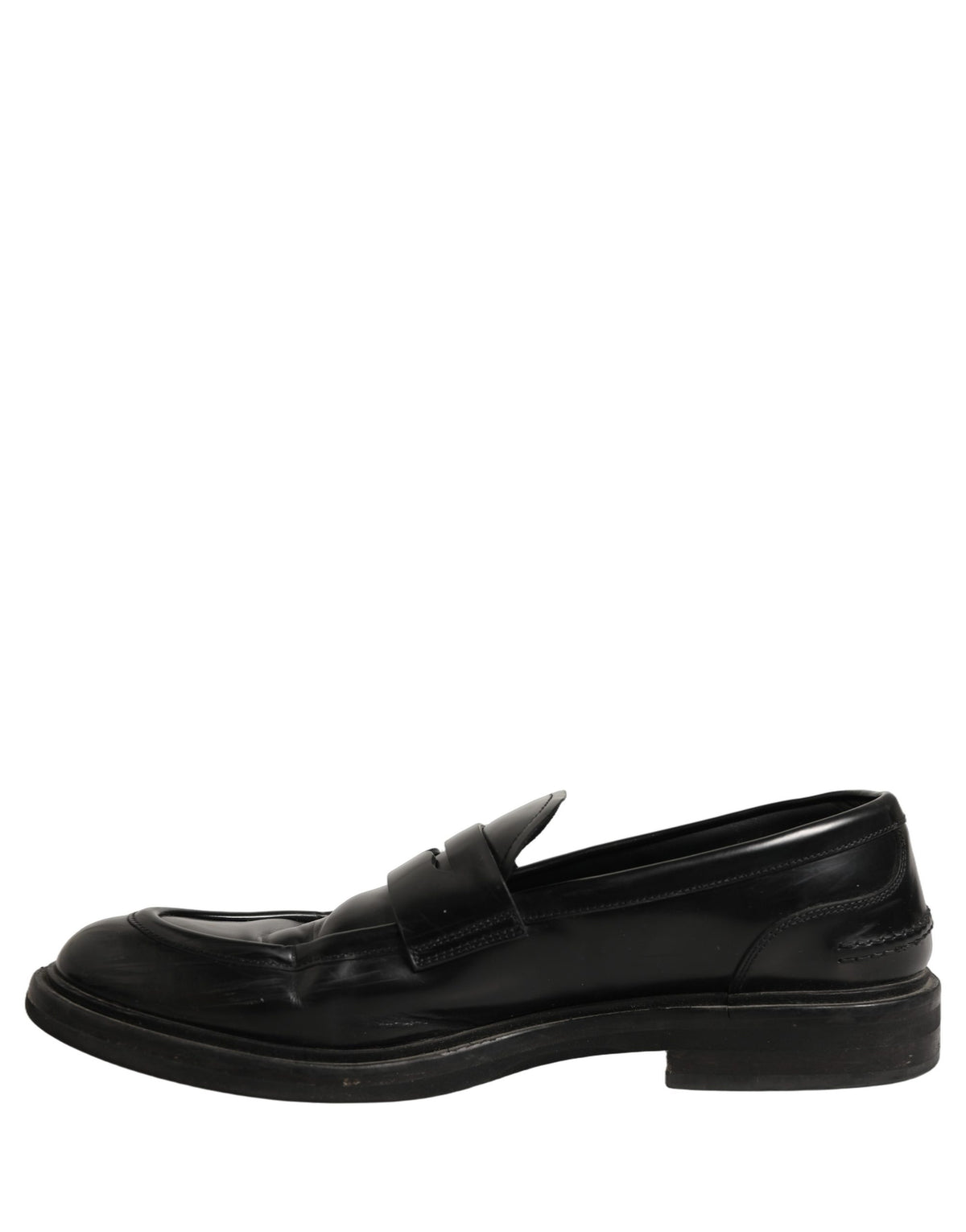 Black Brushed Calf Leather Loafers Shoes