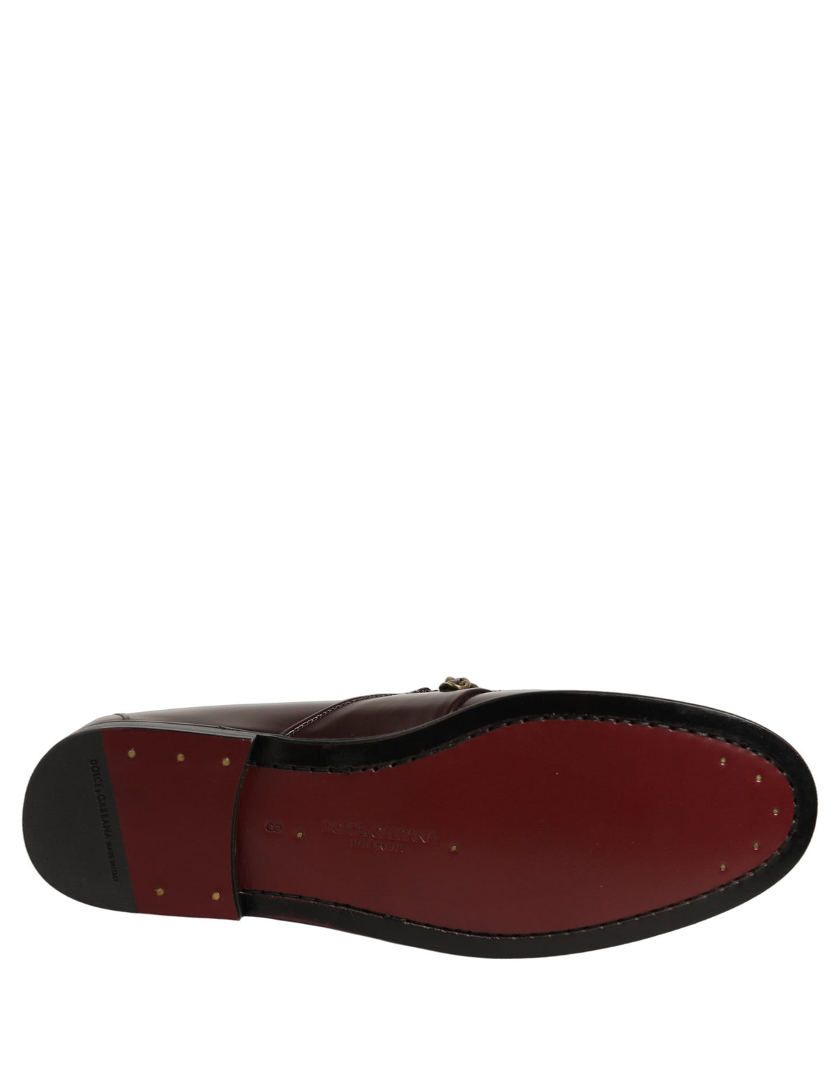 Maroon DG Chain Calfskin Leather Loafers Shoes