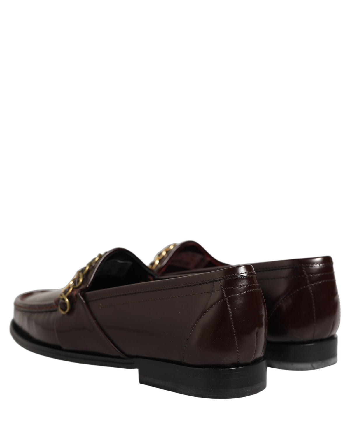 Maroon DG Chain Calfskin Leather Loafers Shoes