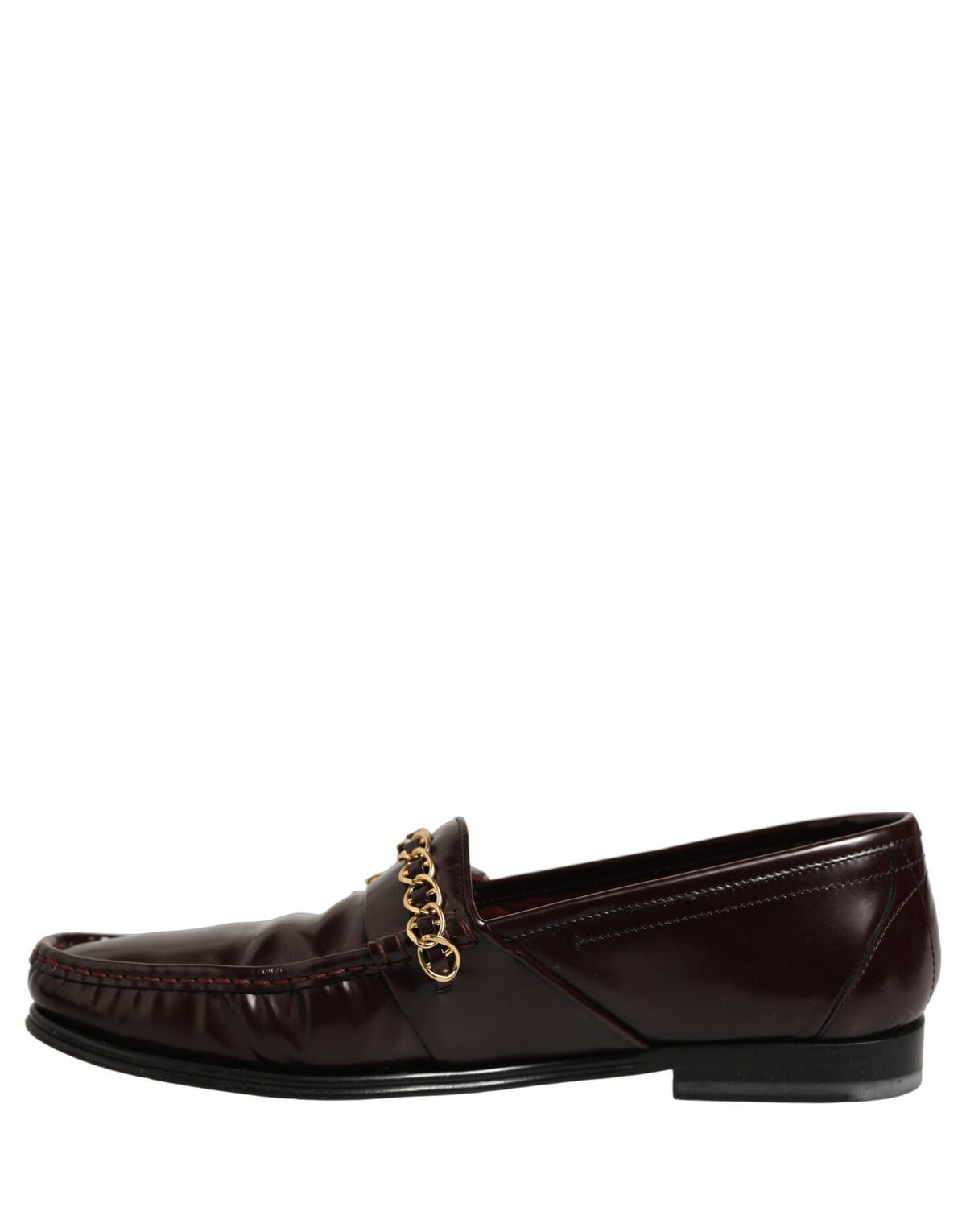 Maroon DG Chain Calfskin Leather Loafers Shoes