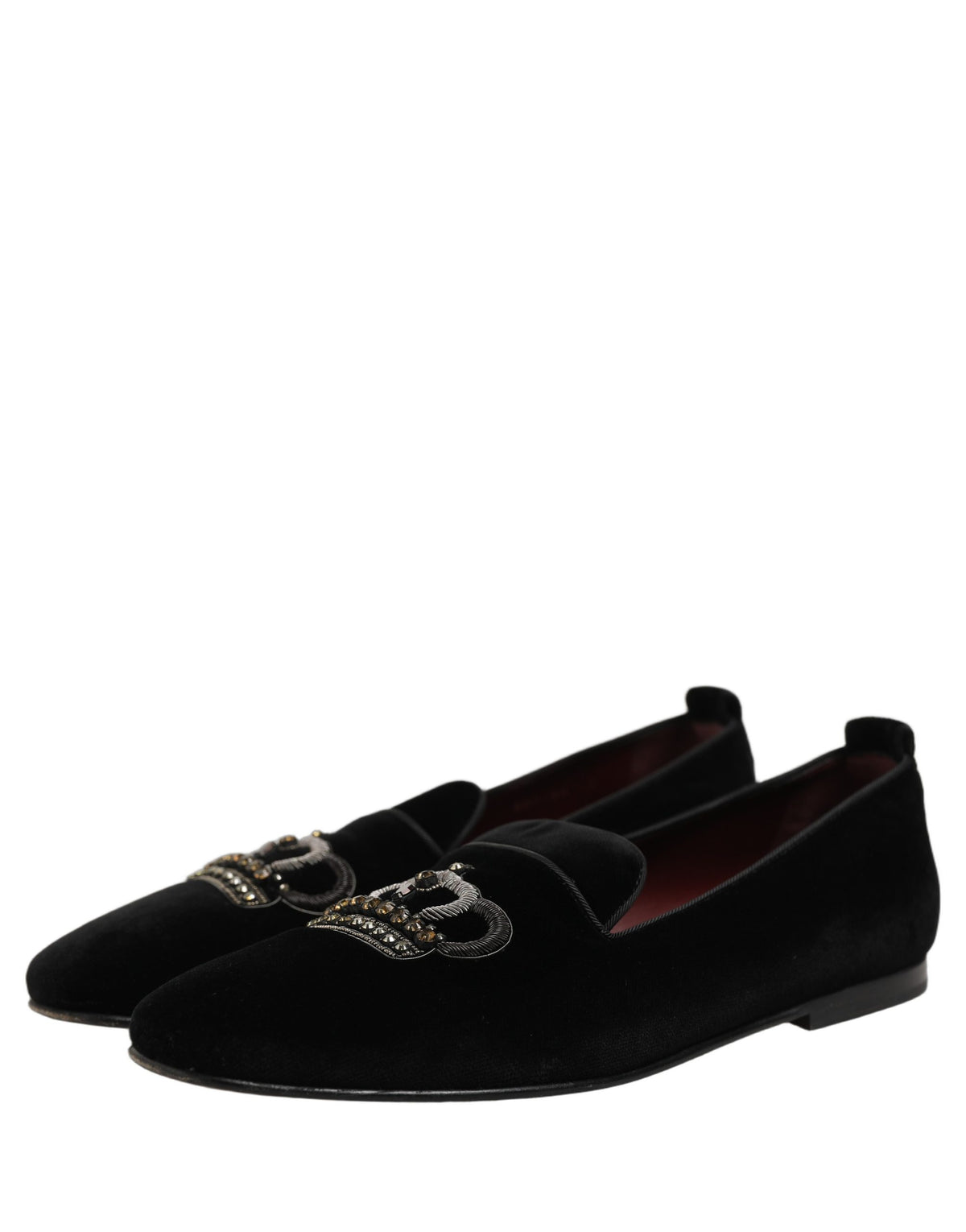 Black Crown Embellished Men Loafers Shoes